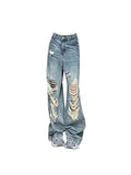 Dodobye Women's Y2k Ripped Jeans Baggy Harajuku 2000s Trashy 90s Aesthetic Denim Trousers Streetwear Oversize Jean Pants Vintage Clothes