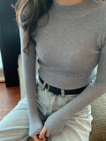 christmas outfit Dodobye Casual Skinny Long Sleeves Solid Color High-Neck Sweater Tops