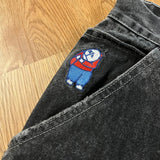 Dodobye 90s Streetwear Retro Black Baggy Polar Big Boy Jeans Y2K Pants Sweatpant Hip Hop Cartoon Embroidery Jeans Men Women Fashion Casual Wide Trouser