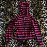 Dodobye E-girl Gothic Emo Mall Goth Sweatshirts 2000s Retro Y2K Grunge Cyber Scene Striped Zip Up Hoodies Harajuku Jackets Coat Outfits