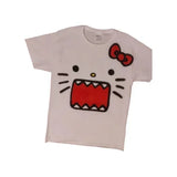 Dodobye 90s Streetwear Summer New Pure Cotton Cartoon Lips Printed Pattern T Shirt Hip Hop Anime Loose Fashion Couple Round Neck Y2K Street Leisure Top