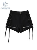 Dodobye Women Vintage Black Mini Shorts Emo 2000s Lace-up High Waist Baggy Wide Denim Shorts Korean Punk Jean Shorts Gothic Clothes 2025