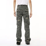 Dodobye American Style Side Panel Large Pocket Camouflage Workwear Jeans Pants High Street Straight Tooling Denim Trousers