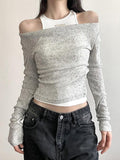 Dodobye-Slim Tank Top Cowl Neck Two Piece Long Sleeve Knit