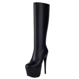 thanksgiving outfit Dodobye Brand Female Knee Boots Round Toe Stiletto 15cm Platform Hill 6cm Nightclub Party Women Sexy Bota 46 47