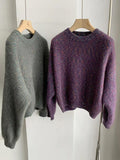 Dodobye-Glittering Lantern Sleeve Crew Neck Sweater