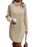 thanksgiving outfit Dodobye Women s Fall Mini Dress Long Sleeve Turtleneck Solid Color Knitted Dress Casual Sweater Dress