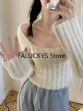 Dodobye Sweet Solid Color Knitted Sweater Office Lady Casual Long Sleeve Blouse Women Party Y2K Crop Top Korean Fashion Autumn 2025