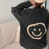 christmas outfit Dodobye Smiley face jacquard pullover sweater coat Korean style loose round neck long sleeve knitted bottoming shirt casual y2k tops