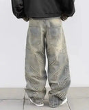 Dodobye 90s Streetwear Y2k Men Baggy Jean Hip Hop Retro Harajuku Light Distressed Pants Oversized Embroidered Harajuku Gothic Wide Leg Pants Streetwear