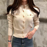 Dodobye Fashion Women Cardigan Sweater Spring Knitted Long Sleeve Short Coat Casual Single Breasted Korean Slim Chic Ladies Top