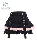 Dodobye Women Black Gothic A-line Pleated Skirt Vintage Fashion Aesthetic Y2k Emo Mini Skirt Harajuku Korean Skirt 2000s Clothes Summer