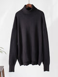 christmas outfit Dodobye Long Sleeves Loose Solid Color High Neck Knitwear Pullovers Sweater Tops