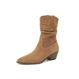 Dodobye 2025 New Mid-Calf Women's Boots Fashion Slip-on Modern Boots  Hot Sale Round Toe Square Heel Shoes