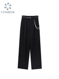 Dodobye Office Lady Work Leisure Suit Pants 2025 Korean Solid Spring Autumn Casual High Waist Pearl Chain Decoration Length Harem Pants