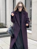 christmas outfit Dodobye 2025 Spring Solid Women's Fashion Lapel Oversized Jacket Elegant Double Breasted Pockets Full Sleeve Coat Trendy Lady Streetwear