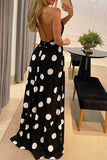 Dodobye-Sexy Dot Print Halter Maxi Dress