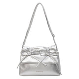 Dodobye Aesthetic Bow Solid Color Leather Shoulder Bag