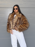 christmas outfit Dodobye 2025 Chic Faux Fox Fur Warm Cropped Coat For Women Winter Thicken Lapel Long Sleeve Fluffy Jacket Female Fashion Thermal Outwear