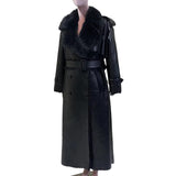 christmas outfit Dodobye Nerazzurri Winter Long Oversized Thickened Warm Black Fluffy Faux Sheepskin Coat Women Double Breasted Loose Furry Overcoat 2025