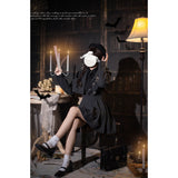 Dodobye Black Young Lady'S Literary Short Jacket, Strap Dress And Blouse