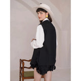 Dodobye Black Cat Embroidery Big Collar Blouse