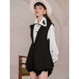 Dodobye Black Cat Embroidery Big Collar Blouse