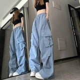 Dodobye Hip Hop Y2K Cargo Pants Women Streetwear Harajuku Big Pockets Casual Trousers Korean Loose High Waist Design Solid Pants Z