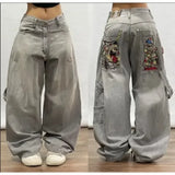 Dodobye Harajuku splicing design raw edge high quality oversized casual jeans mens Y2K winter warm comfortable versatile wide-leg pants