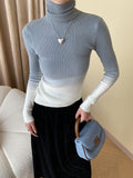 christmas outfit Dodobye Long Sleeves Skinny Gradient High-Neck Pullovers Sweater Tops