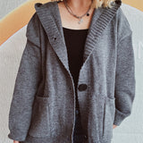 Black Friday Dodobye Casual Knitted Solid Hoodies Cardigan Women Retro Loose Single-Breasted Sweaters Female Autumn Chic Street Daily Outwear