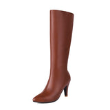 thanksgiving outfit Dodobye Women Knee High Boots Pointed Toe Small Heels 8.5cm Size 45 46 47 Fashion Sexy Party Female Booties