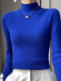 christmas outfit Dodobye Casual Skinny Long Sleeves Solid Color Half Turtleneck Sweater Tops