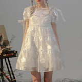 Dodobye Angel Frill Shiny Flare Dress