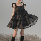 Dodobye Angel Frill Shiny Flare Dress