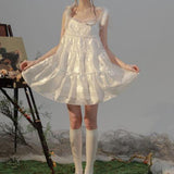 Dodobye Angel Frill Shiny Flare Dress