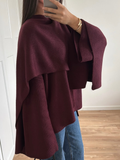 christmas outfit Dodobye 2024 Burgundy Women's Chic Scarf Collar Jackets Autumn Fashion Long Sleeved Casual Loose Coat New Ladies Elegant Street Outwear