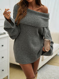 christmas outfit Dodobye Flared Sleeves Long Sleeves Solid Color Off-The-Shoulder Sweater Tops