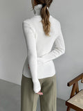 christmas outfit Dodobye Long Sleeves Skinny Solid Color High Neck Pullovers Sweater Tops