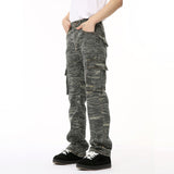 Dodobye American Style Side Panel Large Pocket Camouflage Workwear Jeans Pants High Street Straight Tooling Denim Trousers