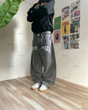 thanksgiving outfit Dodobye 2024 American Retro Striped Washed Baggy Jeans Women Y2K Harajuku Street Hip Hop Anime Print Trend Straight Wide Leg Pants Men