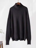 christmas outfit Dodobye High-Low Long Sleeves Solid Color Split-Joint High Neck Sweater Tops