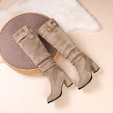 Dodobye Female Shoes on Sale 2025  High Quality Sleeve Women's  Winter Pointed Toe Suede Solid High Tube Chunky Heels Fashion Boots