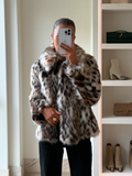 christmas outfit Dodobye New Fashion Leopard Printed Warm Faux Fur Coat Chic Lapel Long Sleeve Women's Fluffy Furry Jacket Thick Lady Chic Outerwear 2024