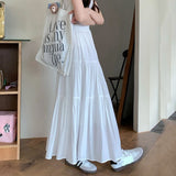 Dodobye Summer Women Long Skirt Chic Women Solid All Match A Line Cake Skirt Korean Fashion Casual Female Skirt New