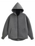 Black Friday Dodobye Casual Solid Zipper Hoodies Women Loose Drawstring Pockets Thick Sweatshirt Jackets Female Autumn Fashion Simple Outwear