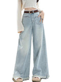 Dodobye Women Light Blue Y2k Baggy Jeans Japanese 2000s Style Oversize Tassel Denim Trousers Harajuku Vintage Jean Pants Trashy Clothes