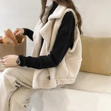 thanksgiving outfit Dodobye Autumn/Winter Loose-Fit Lamb Wool Vest Women's No-Sleeve Shoulder Vest Chamois Leather Fleece Jacket Cozy Comfortable Chinese St