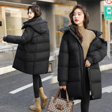 Dodobye 2025 New Long Winter Parkas Jacket Women's Loose Down Cotton Coats Casual Hooded Cotton-padded Outwear Puffer Parka Coat