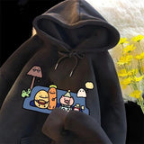 christmas outfit Dodobye Hong Kong style cute cartoon print hooded sweatshirt couple casual style ins autumn and winter jacket for women women clothing